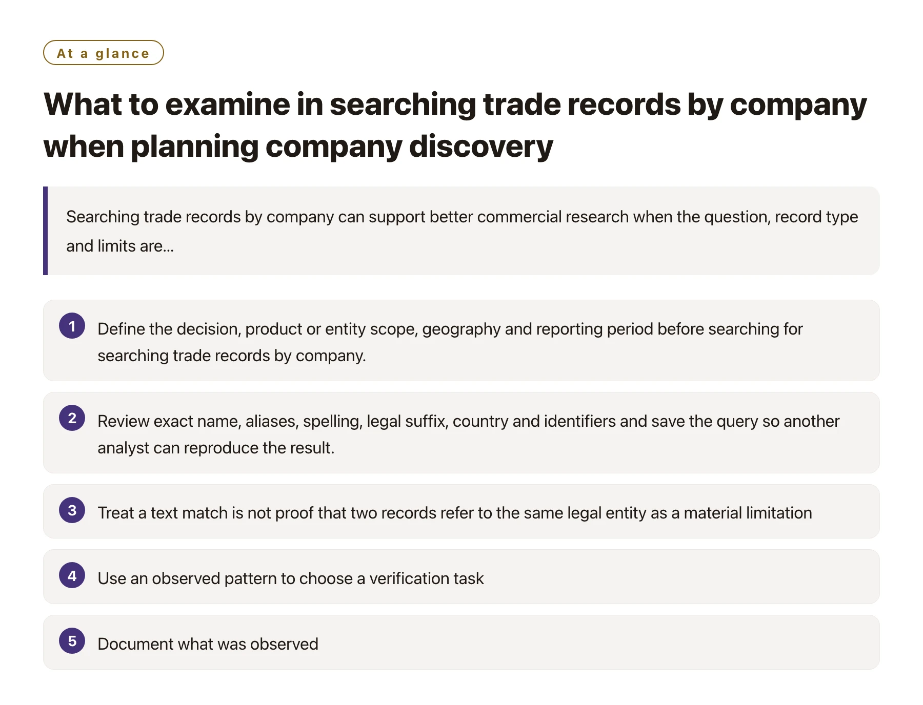 What to examine in searching trade records by company when planning company discovery——全文要点速览