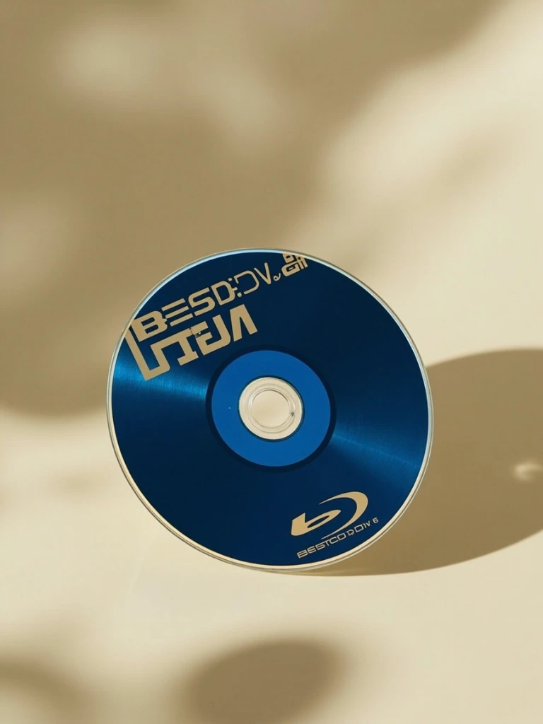 Photograph of a 4K UHD Blu-ray disc with a navy label.